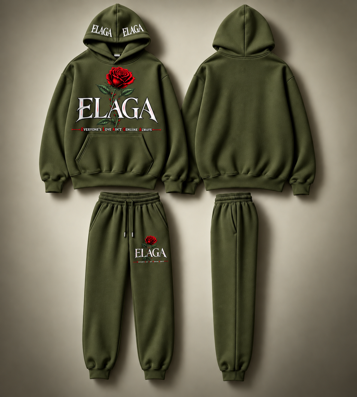 Elaga Hooded Rose Sweatsuit